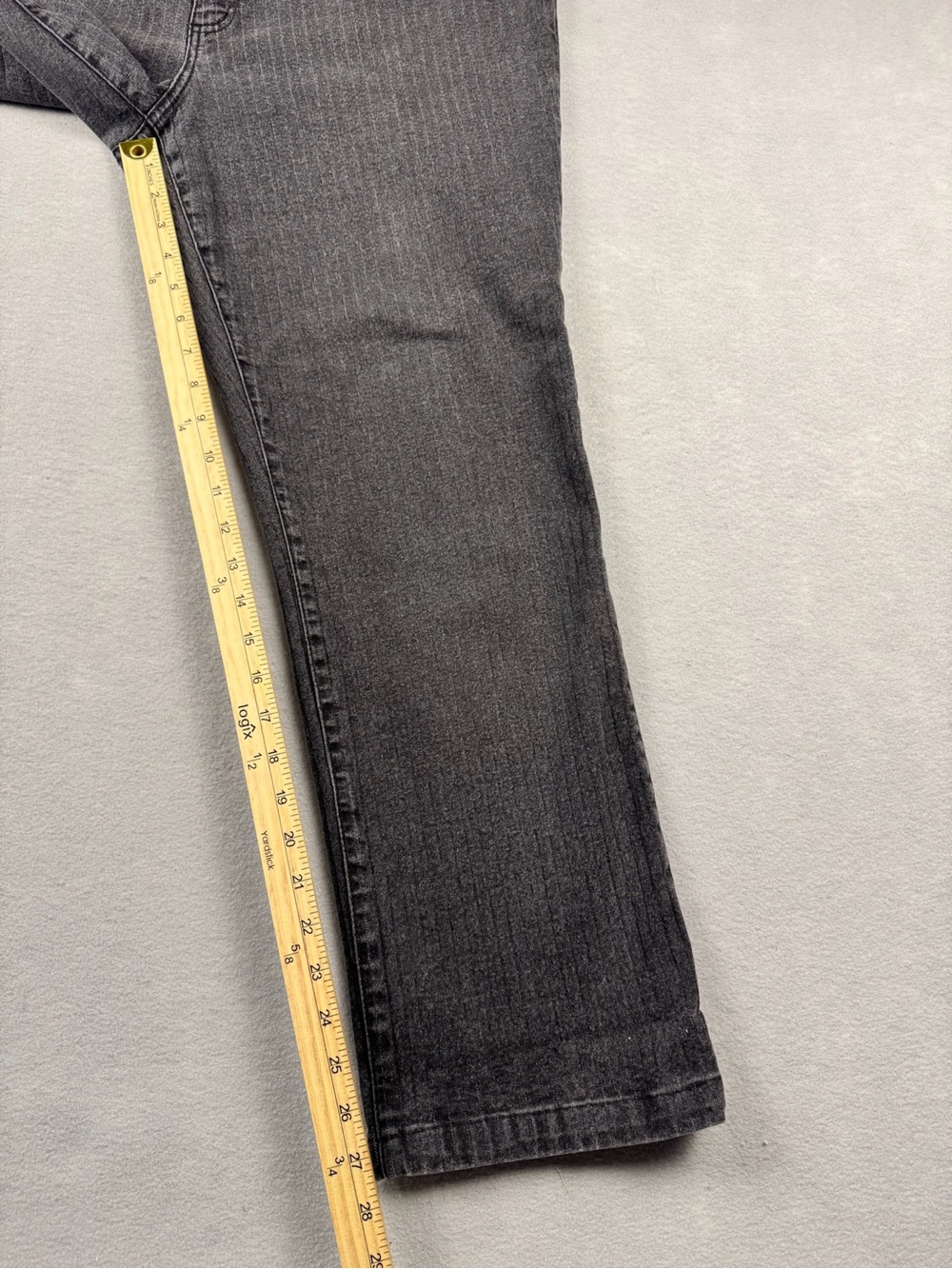 Lauren Jeans Co Gray White Pinstripe Womens 16 Straight Leg Denim Ralph Lauren - Picture 14 of 14